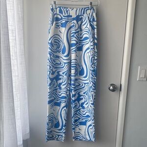 SHEIN Blue and White Swirl Pattern Pants